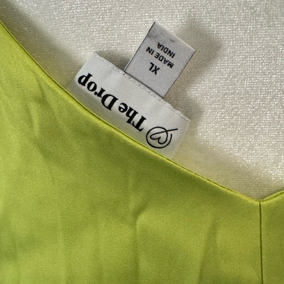 NWOT The Drop Women's Ana Silky V-neck Midi Slip Dress Lime Green - Picture 9 of 12